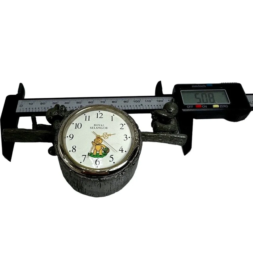 Royal‎ Selangor Pewter Teddy Bear Clock Barrel Design Collectible 1996